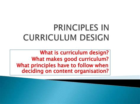 Principles in curriculum design - PPG TESL