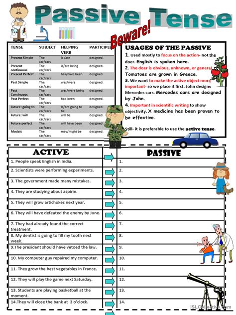 Passive Tense Grammar Guide and Practice Exercises | PDF