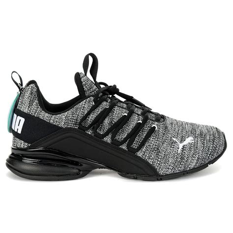 Puma Men's Axelion Black/Grey Knit Running Shoes 19142504 - WOOKI.COM