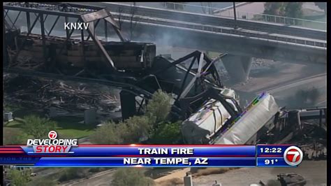 Arizona train derailment causes bridge collapse and big fire - WSVN 7News | Miami News, Weather ...