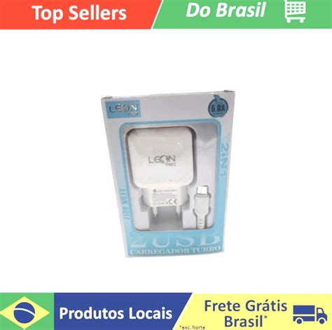 Carregador turbo carregador rápido de 2 usb TIPO C LEON 8017 da leon