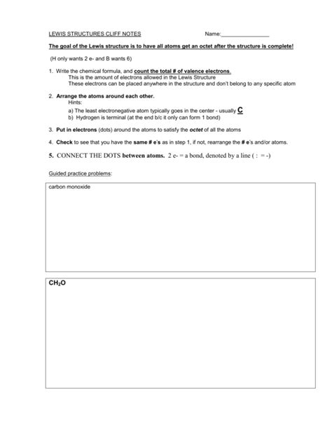 Lewis Structures Practice Worksheet