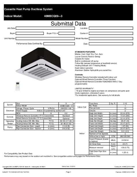 Carrier 40mbcq Cassette Ductless System Instruction Manual