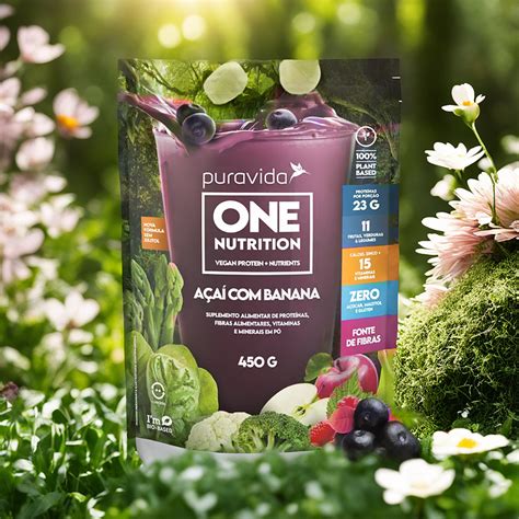 PuraVida One Nutrition Vegan Protein Sabor Açai Banana 450g