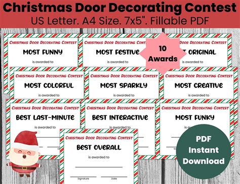 Christmas Door Decorating Contest Award Certificates Template Editable
