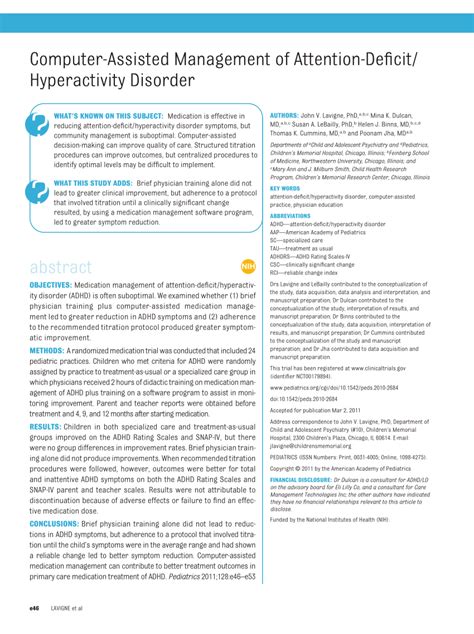 Pdf Computer Assisted Management Of Attention Deficit Hyperactivity Disorder