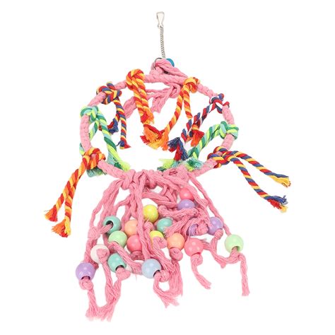 Bird Swing Toy Colorful Boredom Relief Chewing Parrot Rope Perch With