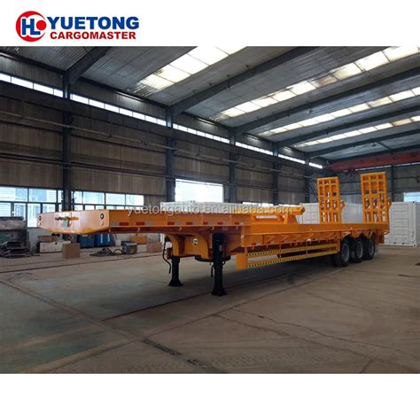 Very Low Flatbed Floor Bed Heavy Machine Load Capacity 120 Ton Tri Axle