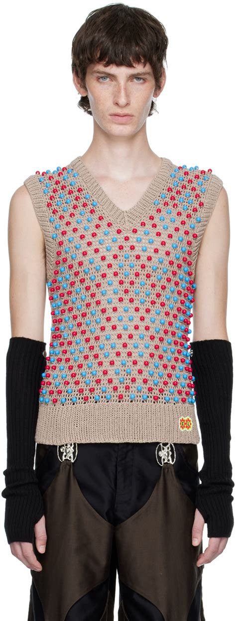 Chopova Lowena Brown Beaded Sweater Vest Ssense Uk