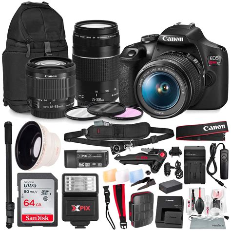 Canon T7 EOS Rebel DSLR Camera with 18-55mm and 75-300mm Lenses Kit ...