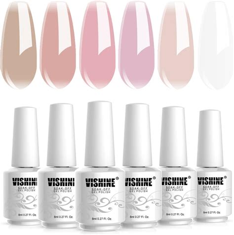 Vishine 6 Couleurs Transparent Vernis Gel Semi Permanent Milky White