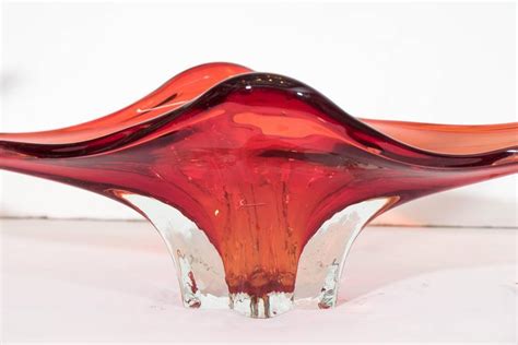 Murano Glass Sommerso Orange Decorative Bowl And Centerpiece At 1stdibs