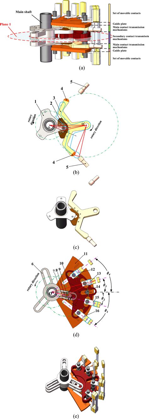 Contact transmission mechanisms. a Whole lateral view. b and c Main ...