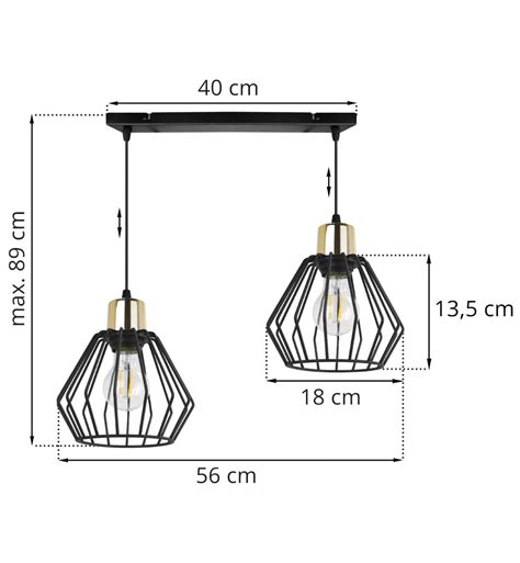 ᐈ Lampa wisząca na szerokiej listwie 40 cm 2 klosze druciane czarne