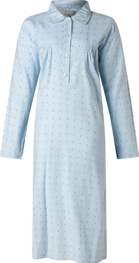 Dames Nachthemd Flanel Van Lunatex 643511 100 Katoen Blauw Maat M Bol