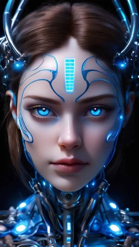 Ethereal Artificial Intelligence Avatar In A Blue Co