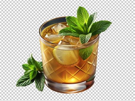 Premium PSD Glass Of Ice Tea With Lemon And Mint