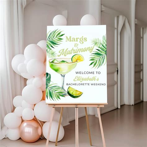 Margs And Matrimony Bachelorette Sign Hen Party Welcome Poster