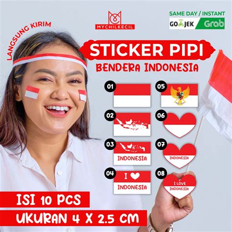 Jual STIKER Pipi Bendera Sticker Pipi Merah Putih Indonesia 17