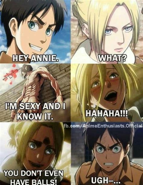 Funny Attack On Titan Shingeki No Kyojin Annie Leonhart And Eren Yeager Attack On Titan