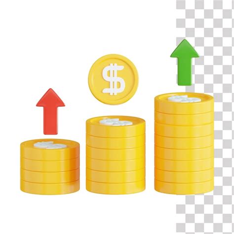 Un gráfico de monedas de oro con un dólar y una flecha roja apuntando