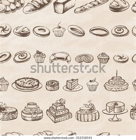 Vintage Bakery Poster Freehand Drawing Bread Stock Vector Royalty Free