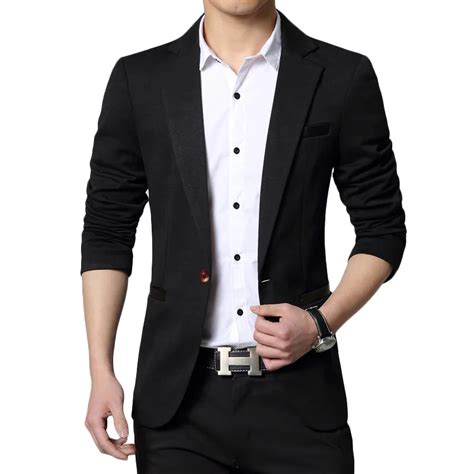 Brand Men Blazer Long Sleeve Single Button Casual Mens Blazers Slim Fit Autumn Solid Color