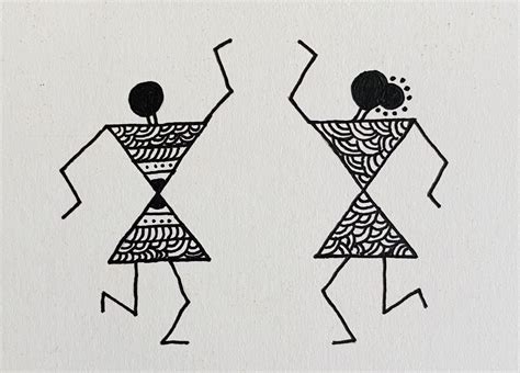 Dancing Warli Painting Borders Download Free Mock Up