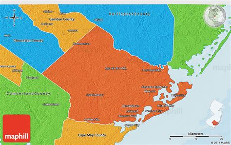 Political 3D Map of Atlantic County