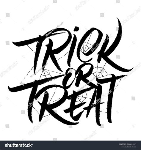 Trick Treat Scary Calligraphy Letters Cobweb Stock Vector Royalty Free