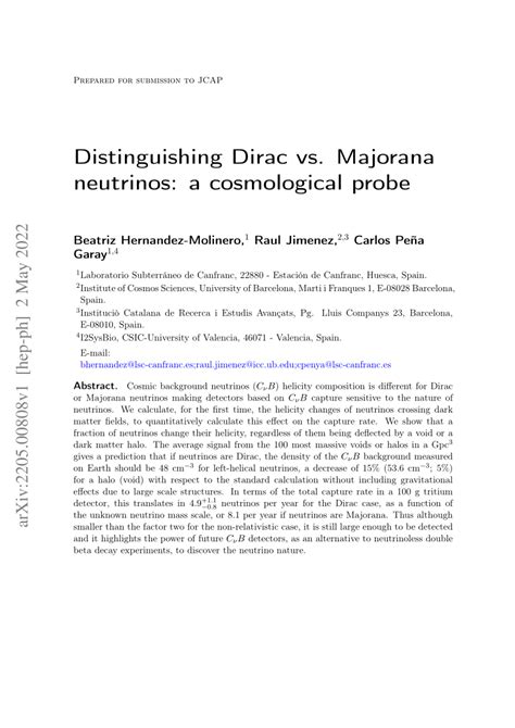 Pdf Distinguishing Dirac Vs Majorana Neutrinos A Cosmological Probe