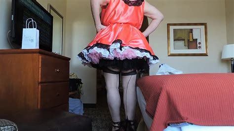Sissy Ray In Satin Bronze Coloured Maids Dress Gay Man Porn Xhamster