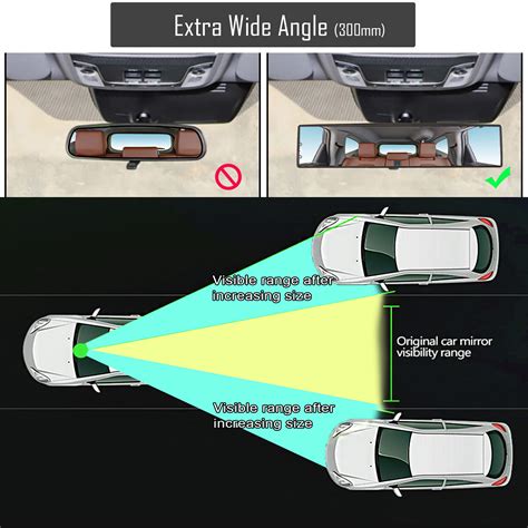 300mm Interior Rear View Mirror Anti Glare Car Panoramic Convex Wide