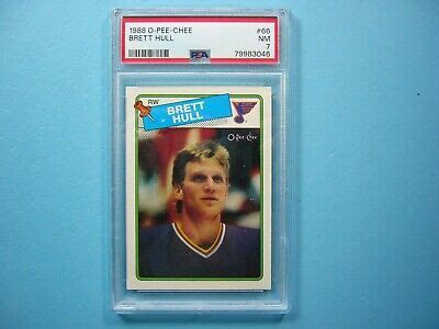 1988 89 O PEE CHEE NHL HOCKEY CARD 66 BRETT HULL ROOKIE RC PSA 7 NM