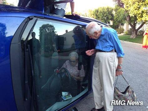 Elderly couple snaps photos after flipping car | abc7.com