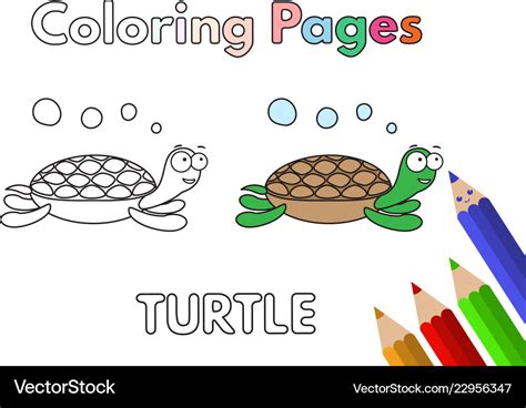 Cartoon turtle coloring book Royalty Free Vector Image