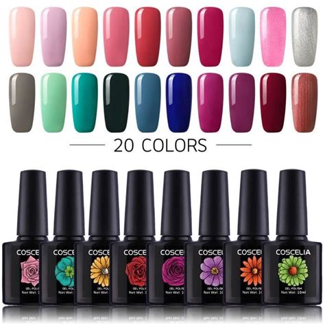 Kit Manucure 20 Couleur Vernis Semi Permanent Nail Art Soak Off UV LED