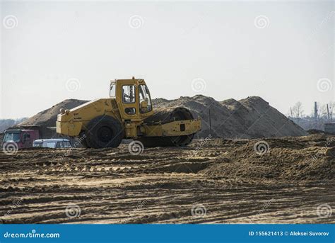 Bulldozer Dump Truck Soil Compactor And Vibration Roller Stock Image