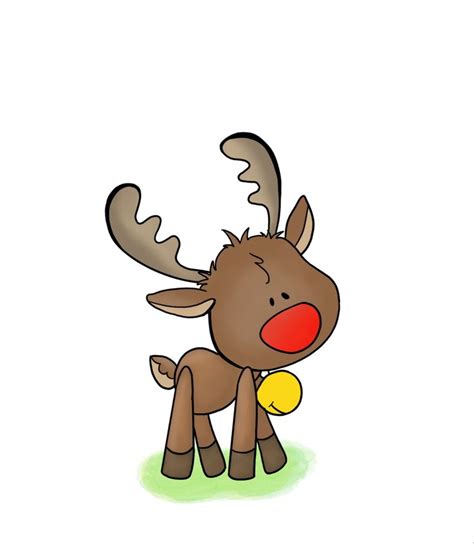 A Cartoon Reindeer With Red Nose And Antlers On It S Head Standing In