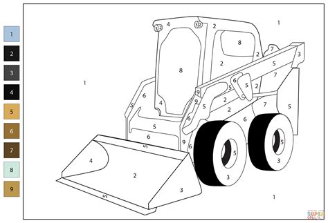 Skid Steer Color By Number Coloring Page Free Printable Coloring Pages