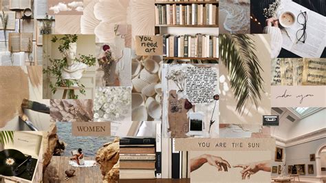 Beige Aesthetic Collage Laptop Wallpapers | Vintage desktop wallpapers ...