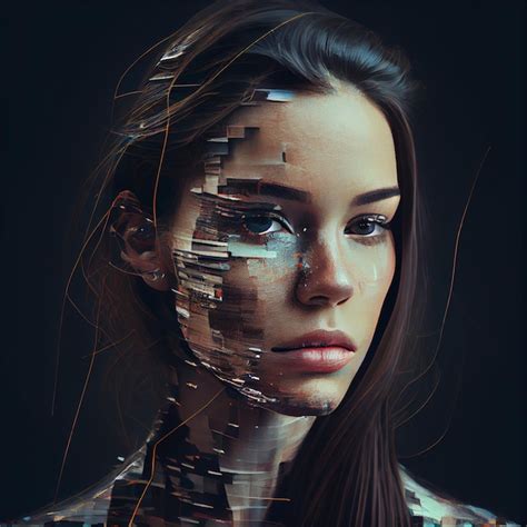 Premium Photo Abstract Portrait Of Woman With Glitch Effect