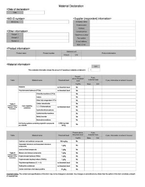 Fillable Online Material Declaration Fax Email Print Pdffiller