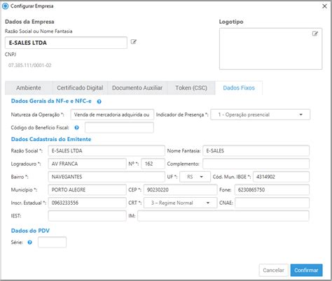 Como Configurar Os Dados Fixos De Uma Empresa No Df E Client Base De