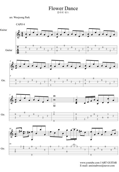 Dj Okawari Flower Dance Guitar Tab By Woojeong Park Sheet