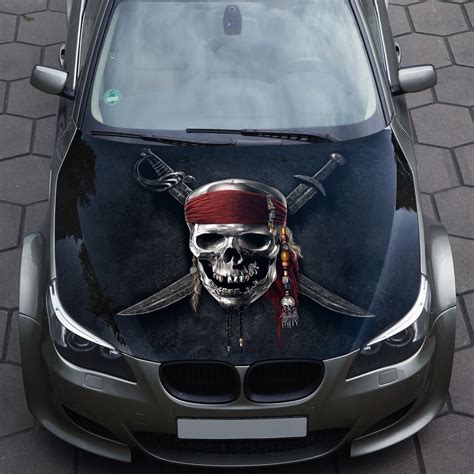 Pirate Skull Car Hood Wrap Decal Vinyl Sticker Full Color Graphic Fit