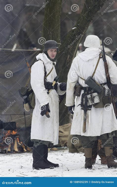 German Wehrmacht Soldiers On Duty In Winter Camouflage Editorial Stock