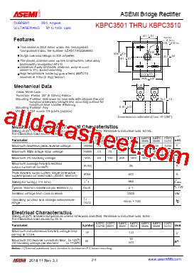 KBPC3502 Datasheet PDF ASEMI TECHNOLOGY LTD