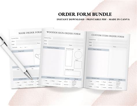 Order Form Template, EDITABLE Order Form Bundle, Canva Template, Small Business, Craft, Shirt ...