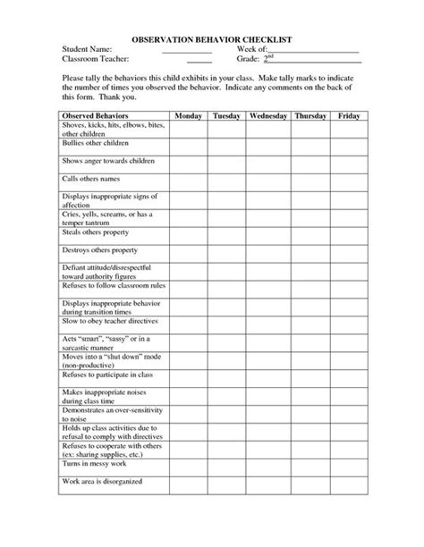 Ch 2 P38 Checklist This Is A Behavior Observation Checklist Where You